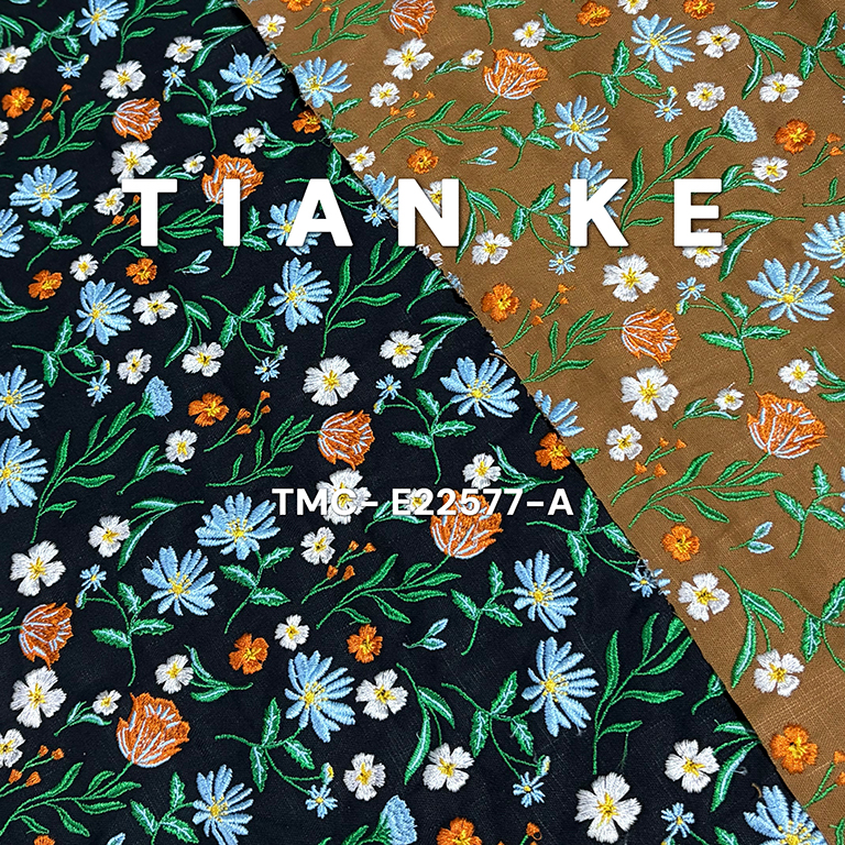 TMC-E22577-A (Multi color Embroidery Flower on Linen Cotton Blended Fabric)