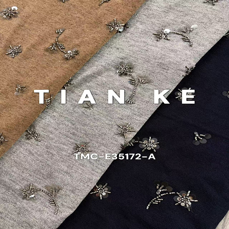 TMC-E35172-A (Beadings&Sequins Flowers on Knitting Jersey Fabric)