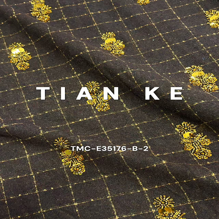 TMC-E35176-B-2 (Sequins&Beadings Flower on Wool Fabric For Winter)
