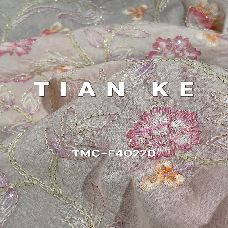 TMC-E40220 (Lihgt weight Base For Summer Embroidered with Cord Yarn with Positioning Printing)
